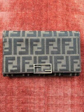 FENDI Zucca Large Clutch Wallet Tobacco Black